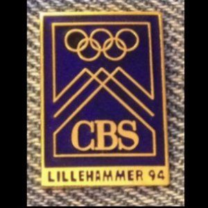 CBS Olympic Media Pin~Lillehammer 1994~Blue~Cloisonne by HoHo NYC